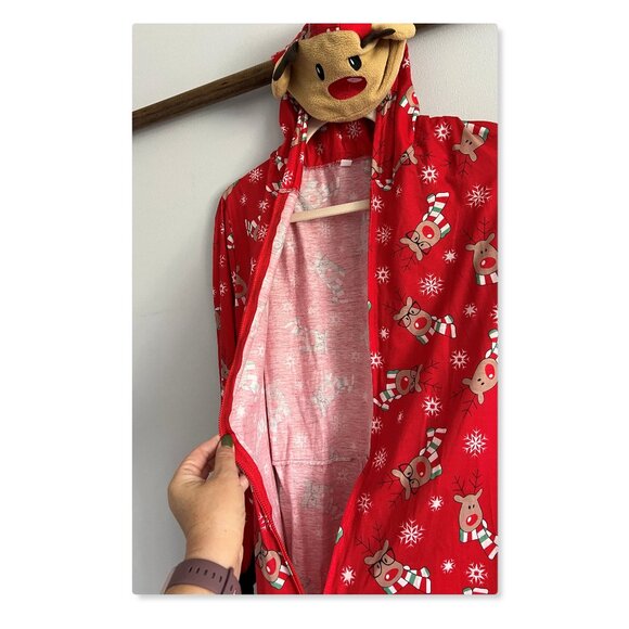 Matching Family Pajamas Reindeer Antler Zipper Onesie RED SZ M / DAD - Picture 5 of 12
